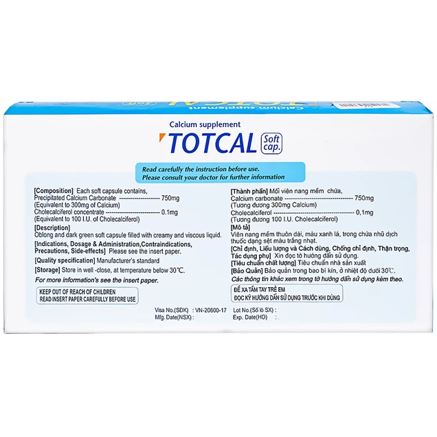 Thuốc Totcal Soft Cap DongKoo điều trị còi xương