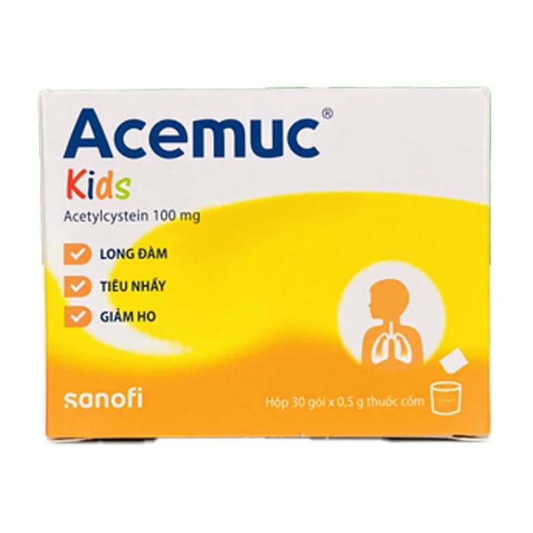Thuốc cốm Acemuc 100mg TE-Acetylcytein-Sanofi(VN)-hộp 30gói(Acemuc kids)