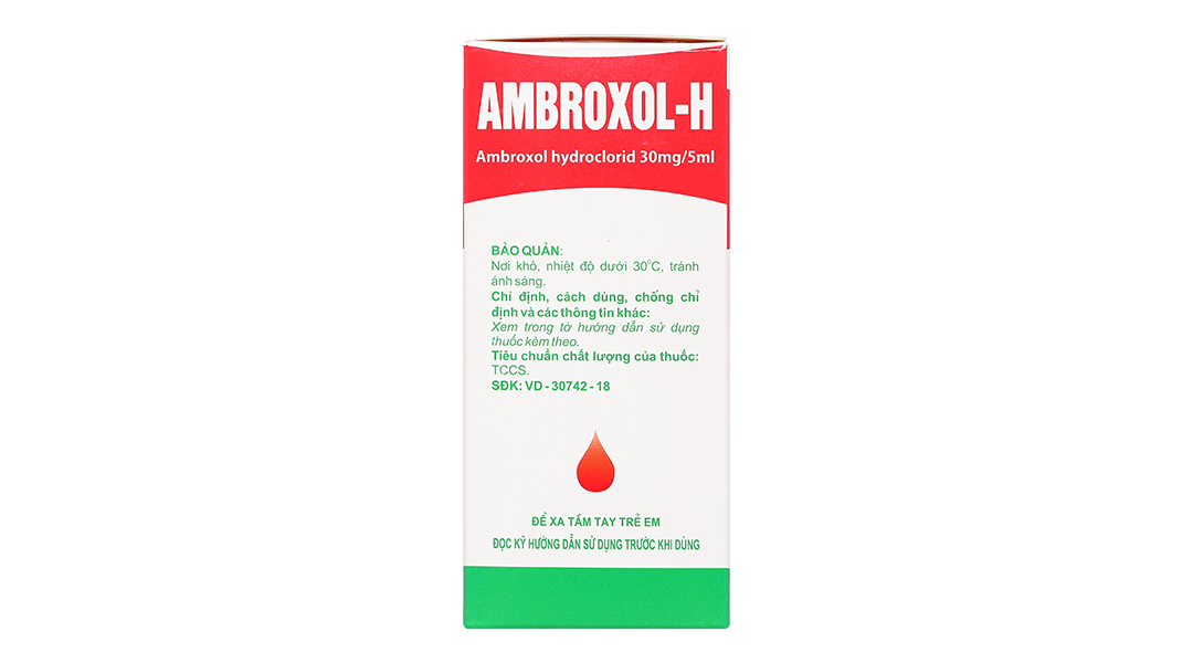 Siro Ambroxol-H 30mg/5ml trị bệnh hô hấp có kèm tăng tiết dịch phế quản chai 90ml
