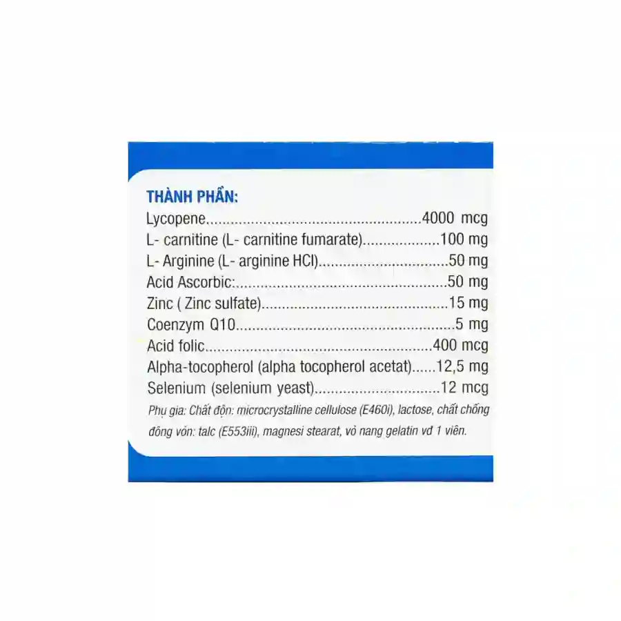 Viên uống SpermQ Tây Âu tăng cường sức khỏe sinh sản cho nam giới (6 vỉ x 10 viên)