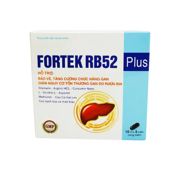 Viên Uống Bổ Gan Fortek Rb52 Plus - Giải Độc Gan - Hạ Men Gan - Bảo Vệ Tế Bào Gan, Tăng Cường Chức Năng Gan