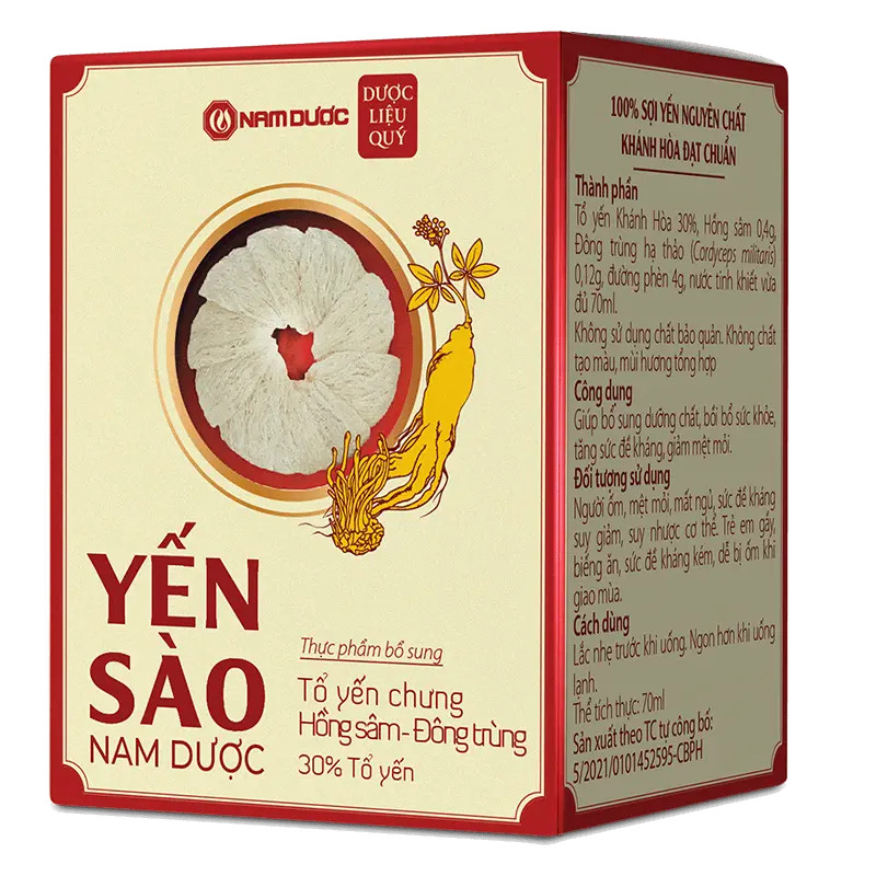 Yến sào Nam Dược tổ yến chưng hồng sâm và đông trùng 