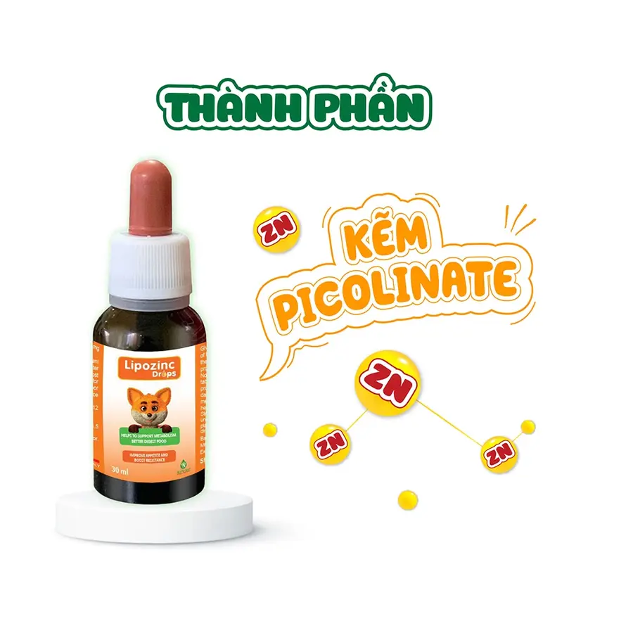 Lipozinc Drops Erbex - Bổ sung kẽm hữu cơ giúp bé ăn ngon, tăng đề kháng