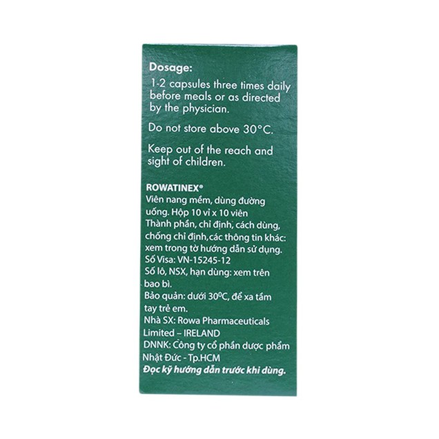 Thuốc Rowatinex Rowa điều trị bệnh sỏi niệu, sỏi thận (10 vỉ x 10 viên)