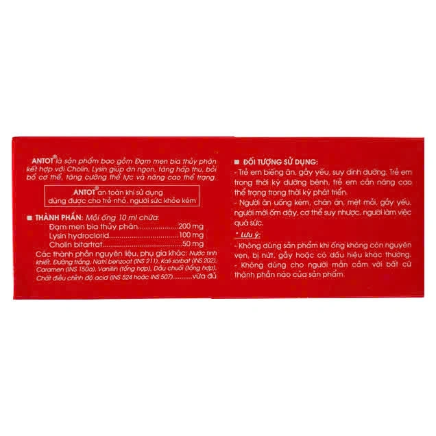 Giúp ăn ngon, tăng hấp thu dinh dưỡng ANTOT hộp 20 ống x 10ml