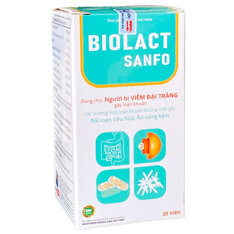 Viên uống vi sinh BIOLACT SANFO hỗ trợ viêm đại tràng, rối loạn tiêu hóa