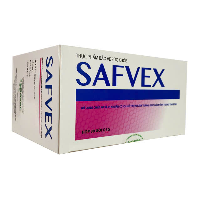 Bột pha uống Safvex 3g Pastuer Institute bổ sung chất xơ và vi khuẩn, hỗ trợ nhuận tràng, giảm táo bón (30 gói)