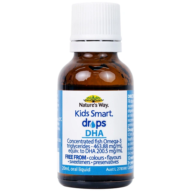 Siro Kids Smart Drops DHA 20ml Nature's Way thúc đẩy sự phát triển của não bộ và hệ thần kinh ở trẻ nhỏ