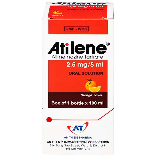 Thuốc Atilene 2.5mg/5ml An Thiên điều trị các bệnh hô hấp, viêm mũi, hắt hơi, sổ mũi (100ml)