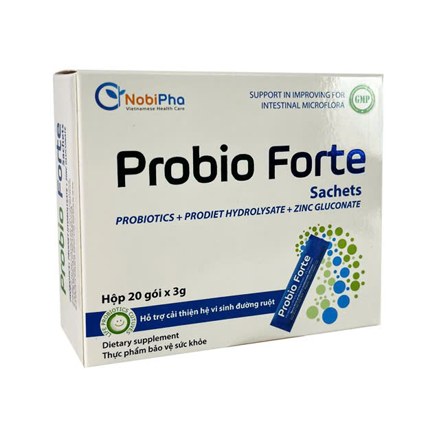 Men vi sinh dạng gói Probio Forte bổ sung lợi khuẩn và các vitamin giúp tăng cường tiêu hóa