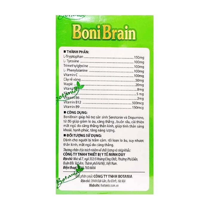 Boni Brain - Giúp giảm lo âu, căng thẳng và cải thiện giấc ngủ