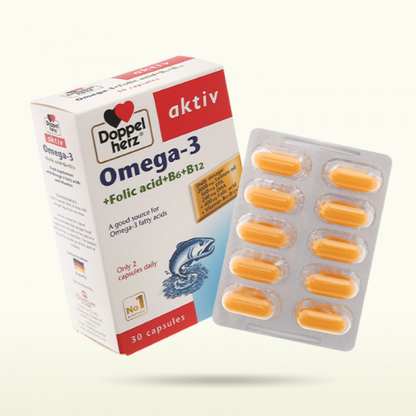 Viên uống Omega-3 Doppelherz Aktiv hỗ trợ phát triển và tăng cường sức khỏe não bộ và tim mạch (30 viên)