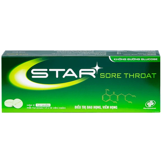 Viên ngậm Star Sore Throat OPV không đường điều trị đau họng, viêm họng (2 vỉ x 12 viên)