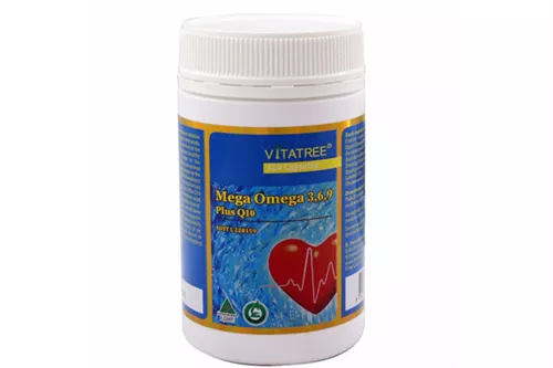 Viên uống Vitatree Mega Omega 3,6,9 Plus Q10 hỗ trợ duy trì sức khỏe của hệ tim mạch (120 viên)