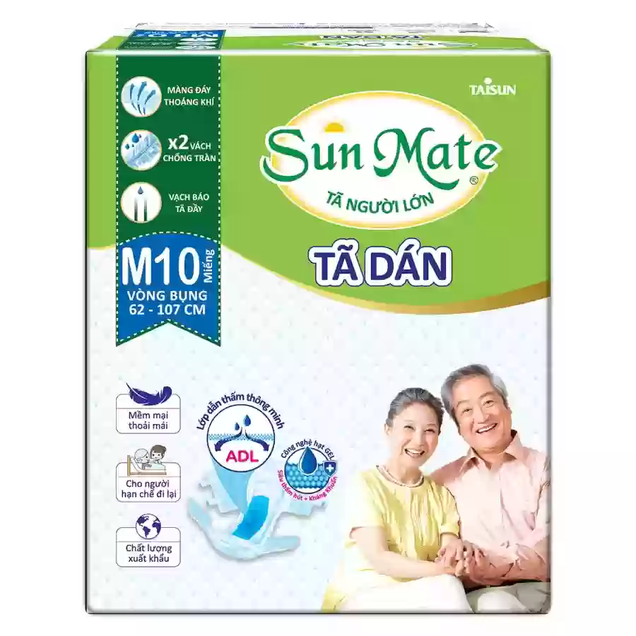 Tã dán người lớn Sunmate size M 10 miếng