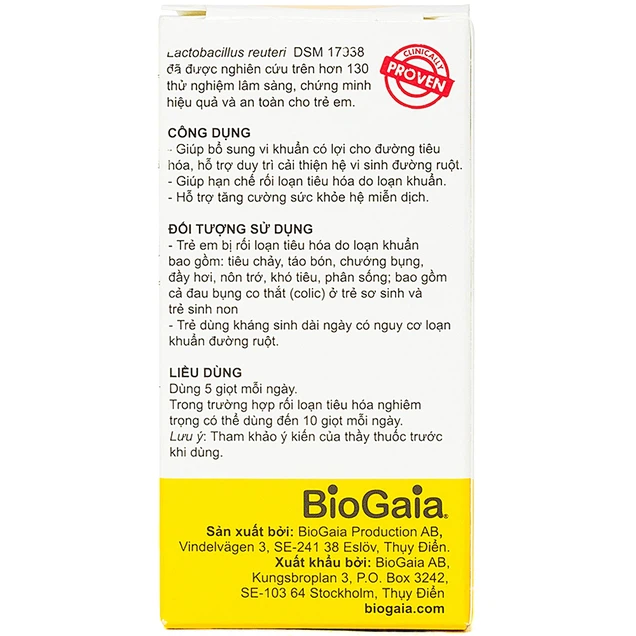 Men vi sinh BioGaia Protectis Baby Drops bổ sung lợi khuẩn cho đường tiêu hóa