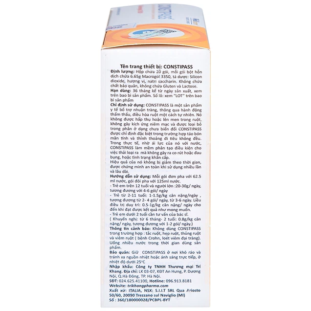 Bột nhuận tràng Constipass Wellcare bổ trợ nhuận tràng, khắc phục chứng táo bón (20 gói)