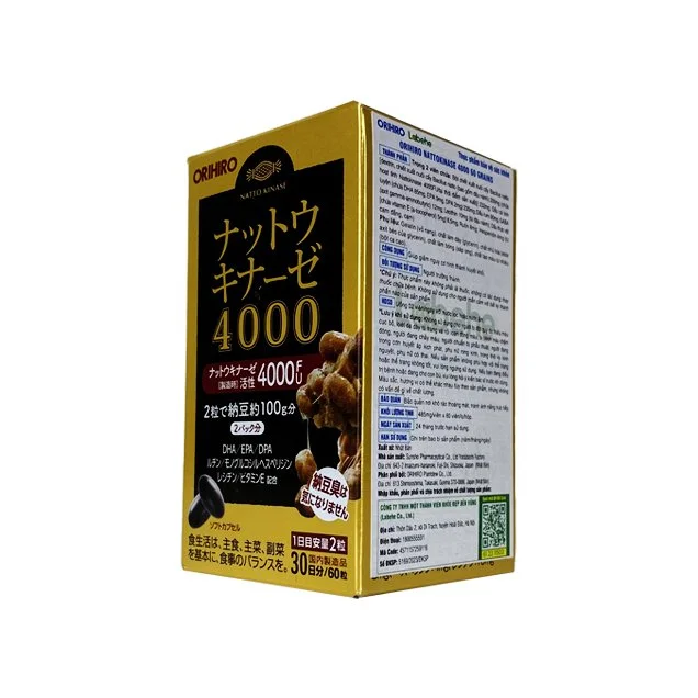 Viên uống phòng ngừa đột quỵ, tai biến Orihiro Nattokinase 4000FU