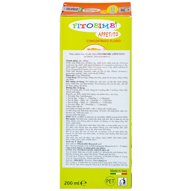 Siro ăn ngon Fitobimbi Appetito bimbi-Italia