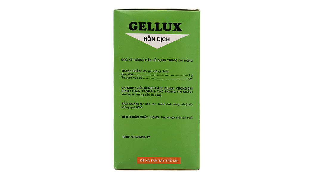 Hỗn dịch uống Gellux 1g trị viêm loét dạ dày, tá tràng (20 gói x 15g)