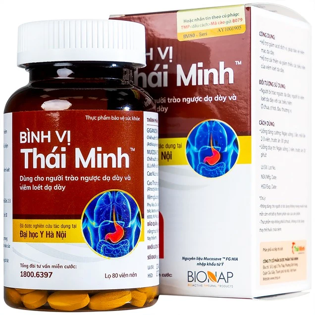 Viên uống Bình Vị Thái Minh hỗ trợ giảm acid dịch vị, giúp bảo vệ niêm mạc dạ dày