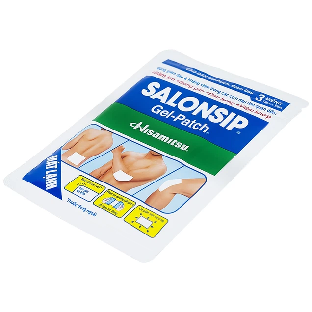 Cao dán Salonsip Gel - Patch Hisamitsu giảm đau, kháng viêm do mỏi cơ, đau cơ (8 vỉ x 3 viên)