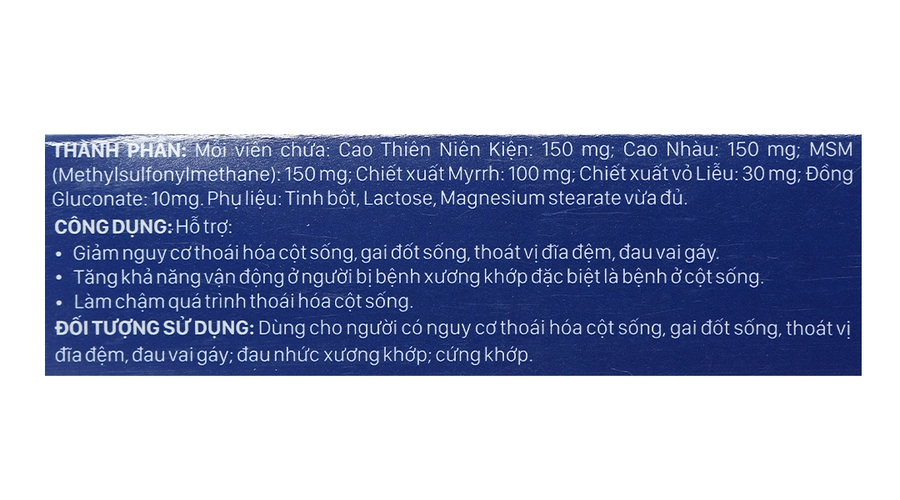 Viên xương khớp Vương Hoạt giảm nguy cơ thoái hóa cột sống, đau vai gáy hộp 20 viên