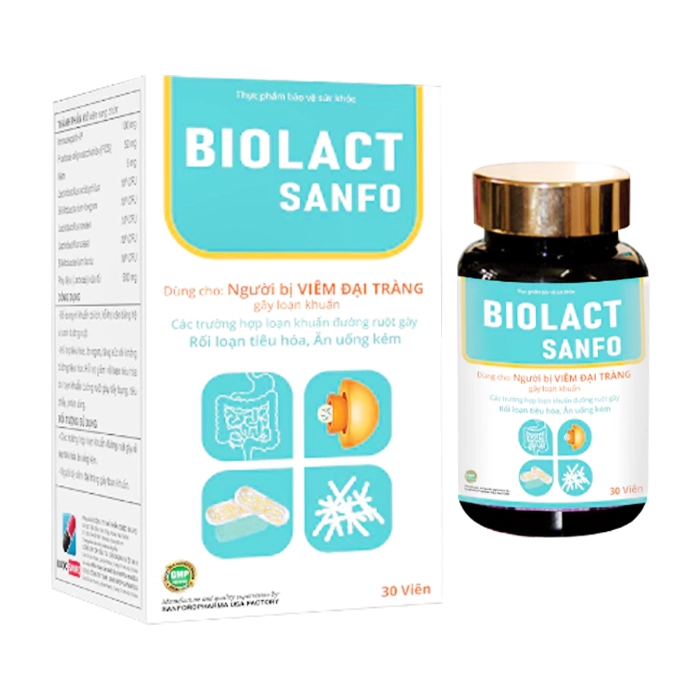 Viên uống vi sinh BIOLACT SANFO hỗ trợ viêm đại tràng, rối loạn tiêu hóa