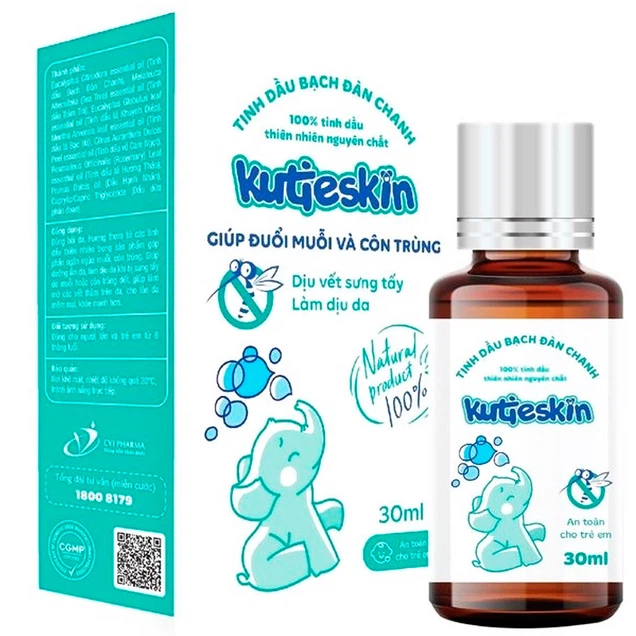 Tinh dầu bạch đàn chanh Kutieskin giúp đuổi muỗi và côn trùng dịu vết sưng tấy, làm dịu da