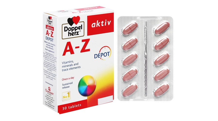 Viên uống A-Z Depot Doppelherz Aktiv bổ sung vitamin và khoáng chất (3 vỉ x 10 viên)