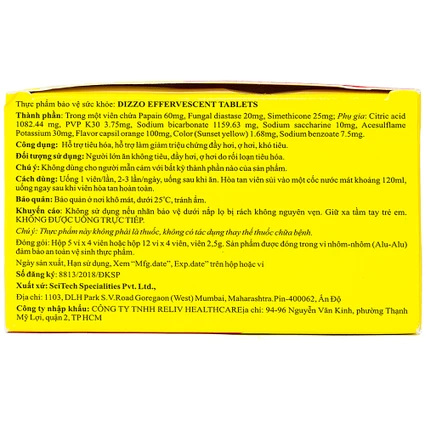 Viên sủi hỗ trợ tiêu hóa Dizzo Reliv (12 vỉ x 4 viên)