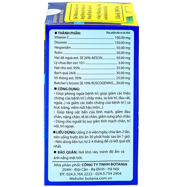 Viên uống BoniVein Botania hỗ trợ tăng sức bền của tĩnh mạch