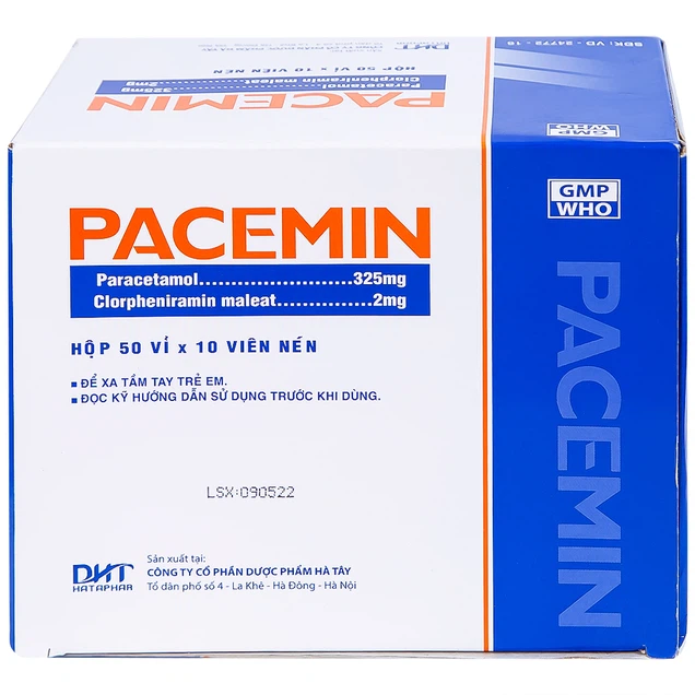 Viên nén Pacemin Hataphar điều trị triệu chứng đau đầu, sổ mũi, hắt hơi, giảm đau nhẹ (50 vỉ x 10 viên)