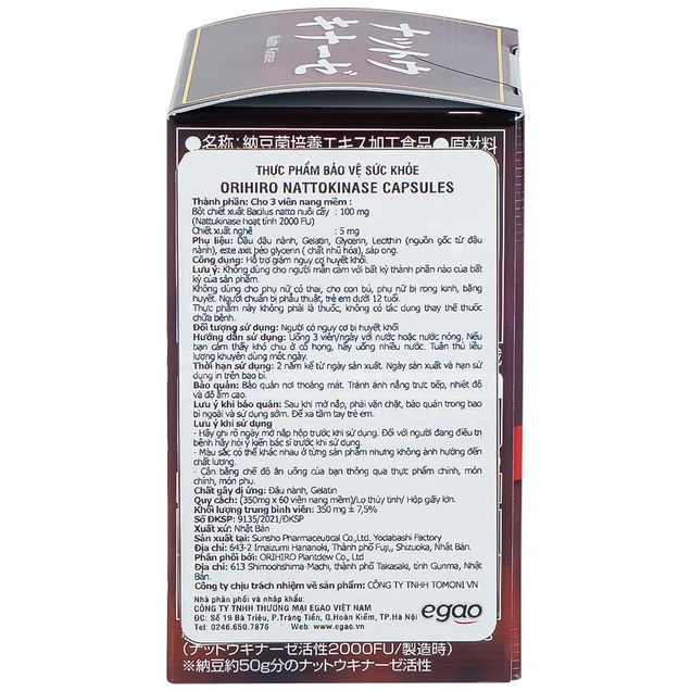 Viên nang Orihiro Nattokinase hỗ trợ giảm nguy cơ huyết khối