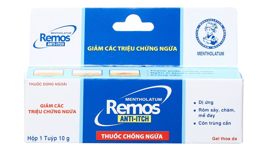 Gel Remos Anti-Itch trị ngứa, vết côn trùng cắn, chàm, viêm da tiếp xúc, dị ứng, mề đay (tuýp 10g)