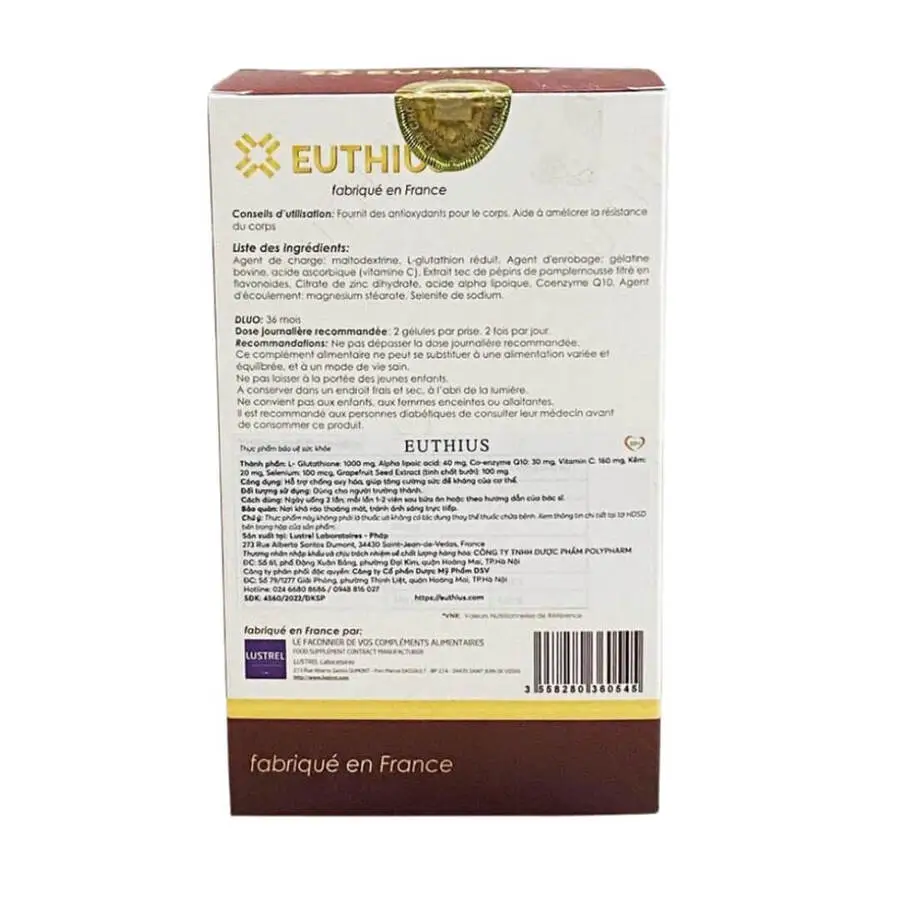 Euthius - Hỗ trợ sáng da, tăng cường miễn dịch