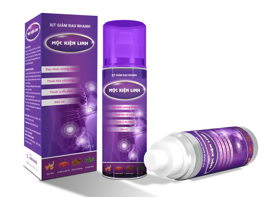 Xịt giảm đau nhanh Mộc Kiện Linh, dùng cho người đau dây thần kinh tọa, đau khớp, viêm khớp