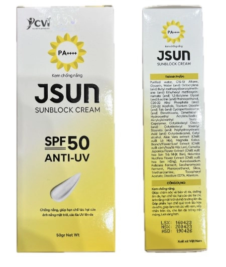 Kem Chống Nắng JSUN BLOCK CREAM SPF50+ Dành cho mọi loại da, nâng tone nhẹ nhàng, không bết (50g)
