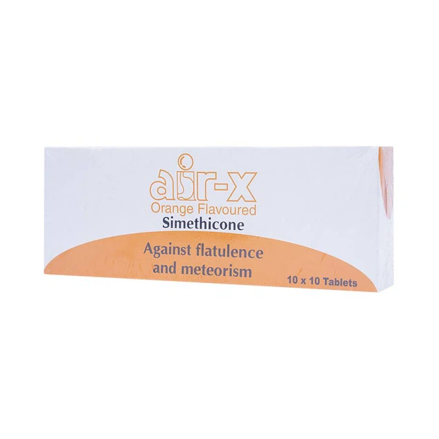Viên nhai Air-X hương cam chống đầy hơi và chướng bụng (10 vỉ x 10 viên)