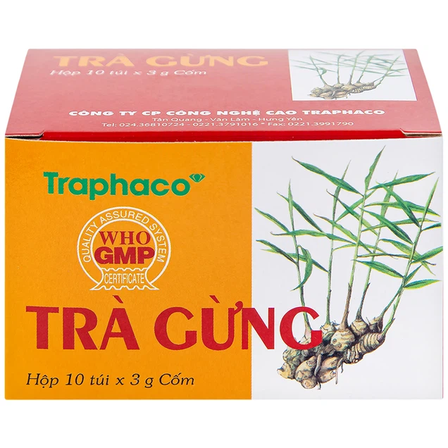 Trà Gừng Traphaco điều trị đau bụng do lạnh, đầy trướng, không tiêu