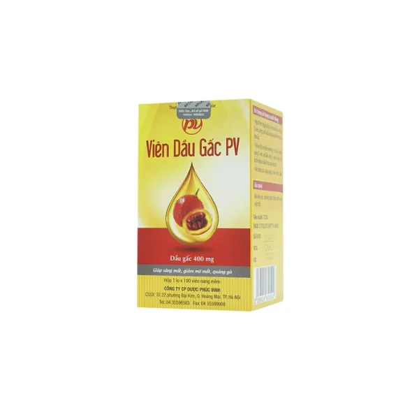 Viên Dầu Gấc PV hỗ trợ giúp làm sáng mắt, giảm khô mắt, mờ mắt, quáng gà (100 viên)