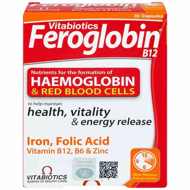 Viên uống Feroglobin B12 Vitabiotics hỗ trợ tăng khả năng tạo máu, tăng cường sức khỏe