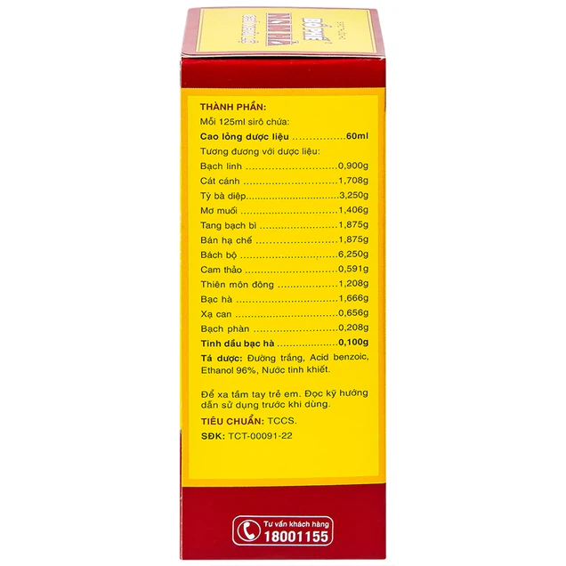 Siro ho bổ phế Nam Hà Chỉ Khái Lộ điều trị ho cảm mạo, ho gió, ho khan (125ml)