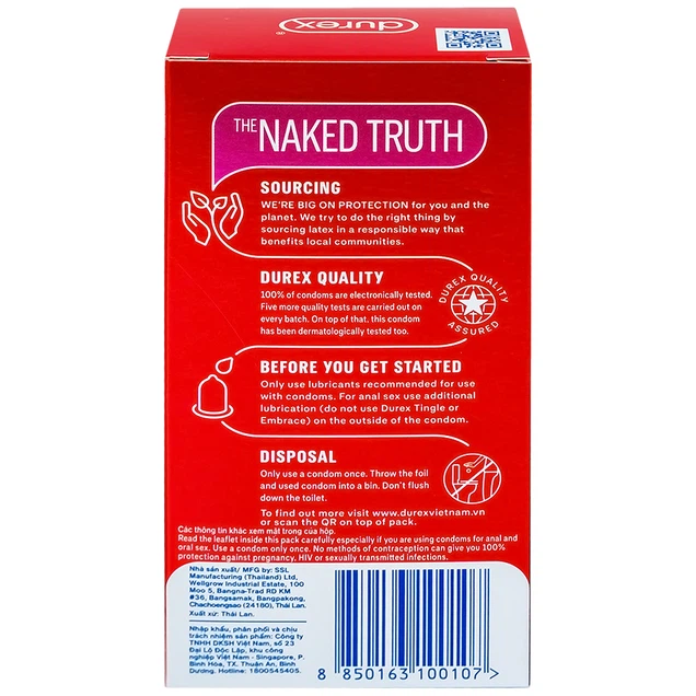 Bao cao su Durex Fetherlite vừa vặn, độ bảo vệ cao (12 cái)