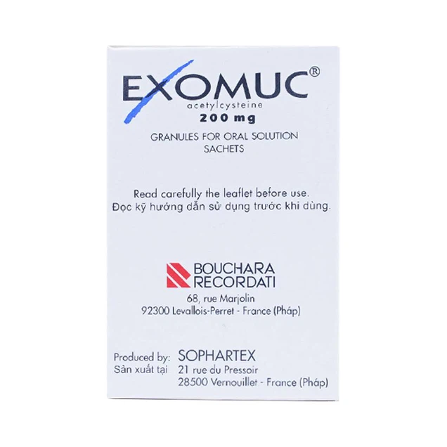 Cốm Exomuc Bouchara điều trị rối loạn chất tiết phế quản (30 gói)
