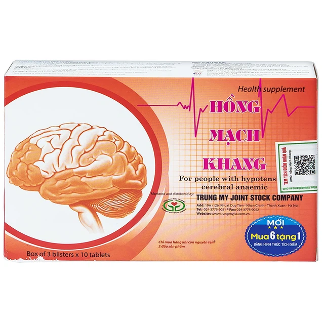 Viên uống Hồng Mạch Khang hoạt huyết, tăng cường lưu thông máu (3 vỉ x 10 viên)