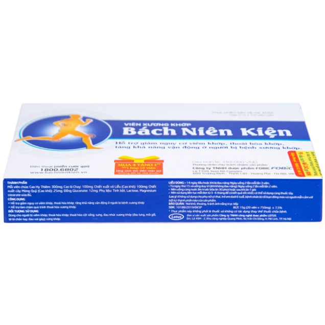 Viên xương khớp Bách Niên Kiện FOBIC hỗ trợ giảm nguy cơ viêm khớp, thoái hóa khớp