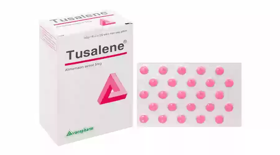 Tusalene 5mg trị triệu chứng các dạng dị ứng, ho khan, mất ngủ (10 vỉ x 25 viên)