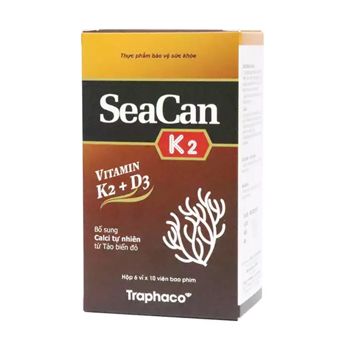 SEACAN VITAMIN K2 + D3 TRAPHACO 6 VỈ X 10 VIÊN - CANXI TỰ NHIÊN TỪ TẢO BIỂN