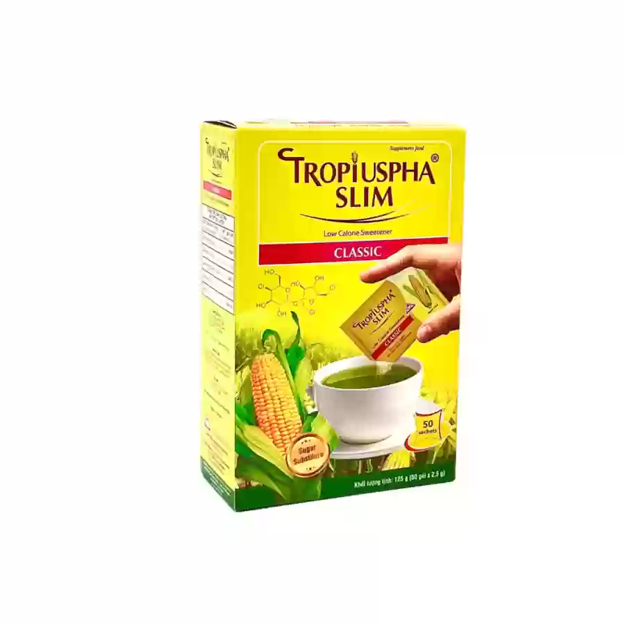 Đường năng lượng thấp Tropiuspha Slim Low Calorie Sweetener Classic hộp 50 gói x 2.5g